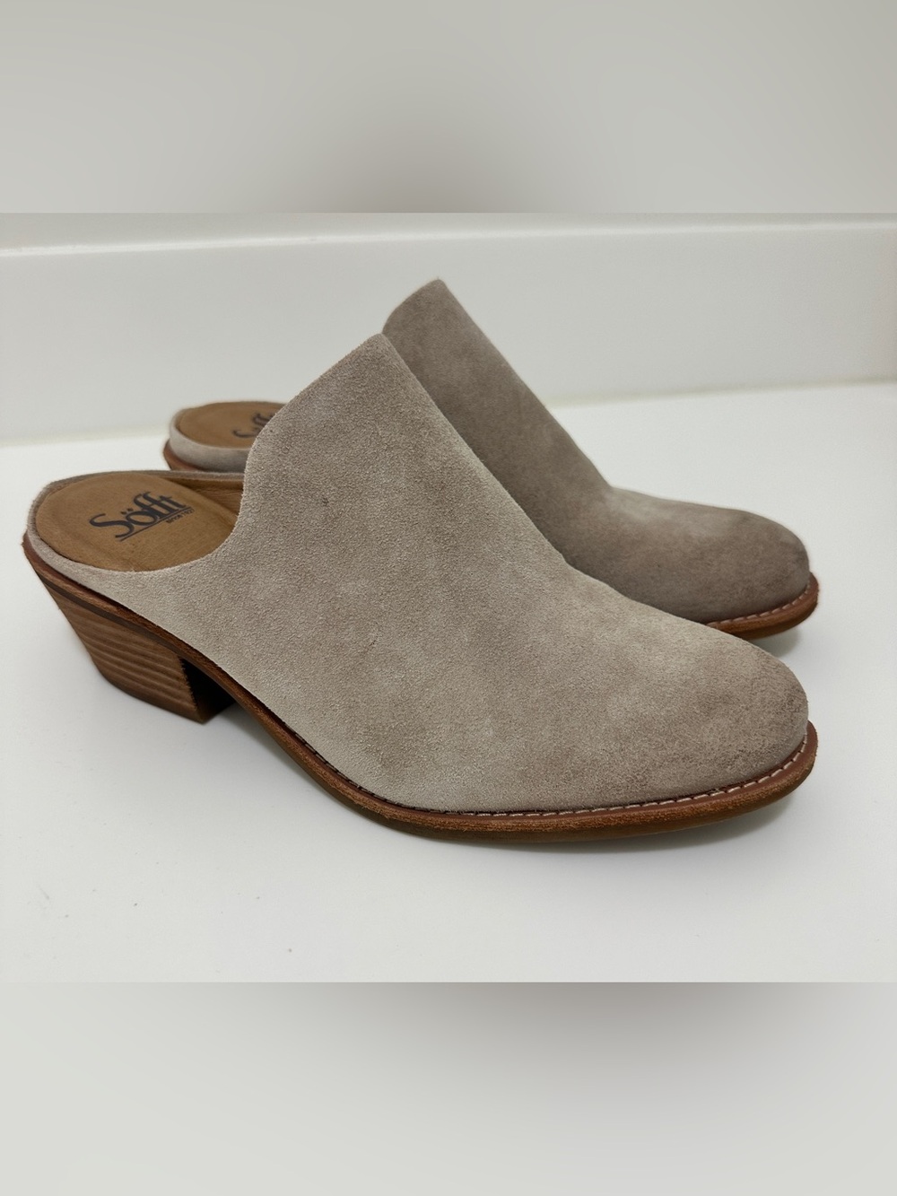 Sofft Taupe Suede Slip-On Mule Size 7.5